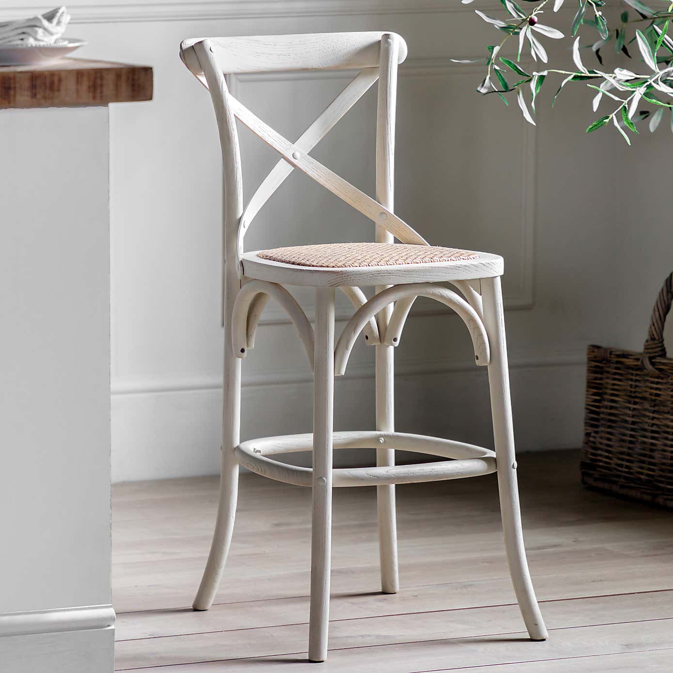 Cannock Set of 2 Bar Stools, Rattan
