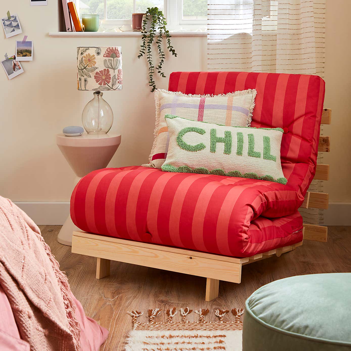 Mito Single Futon Stripe Pink
