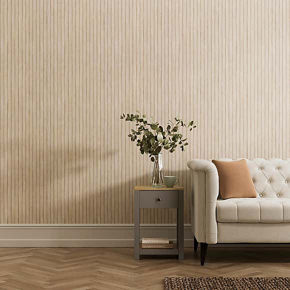 Scandi Wood Slats Matte Flat Wallpaper