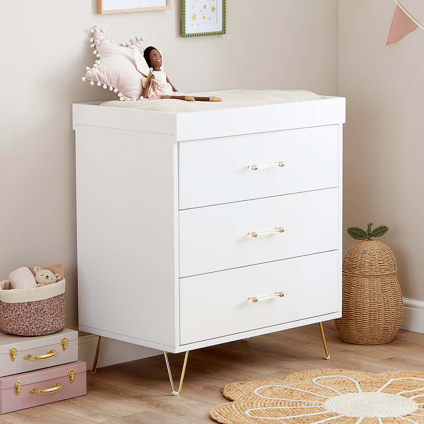 Kimi Acrylic Nursery Chest Changing Table