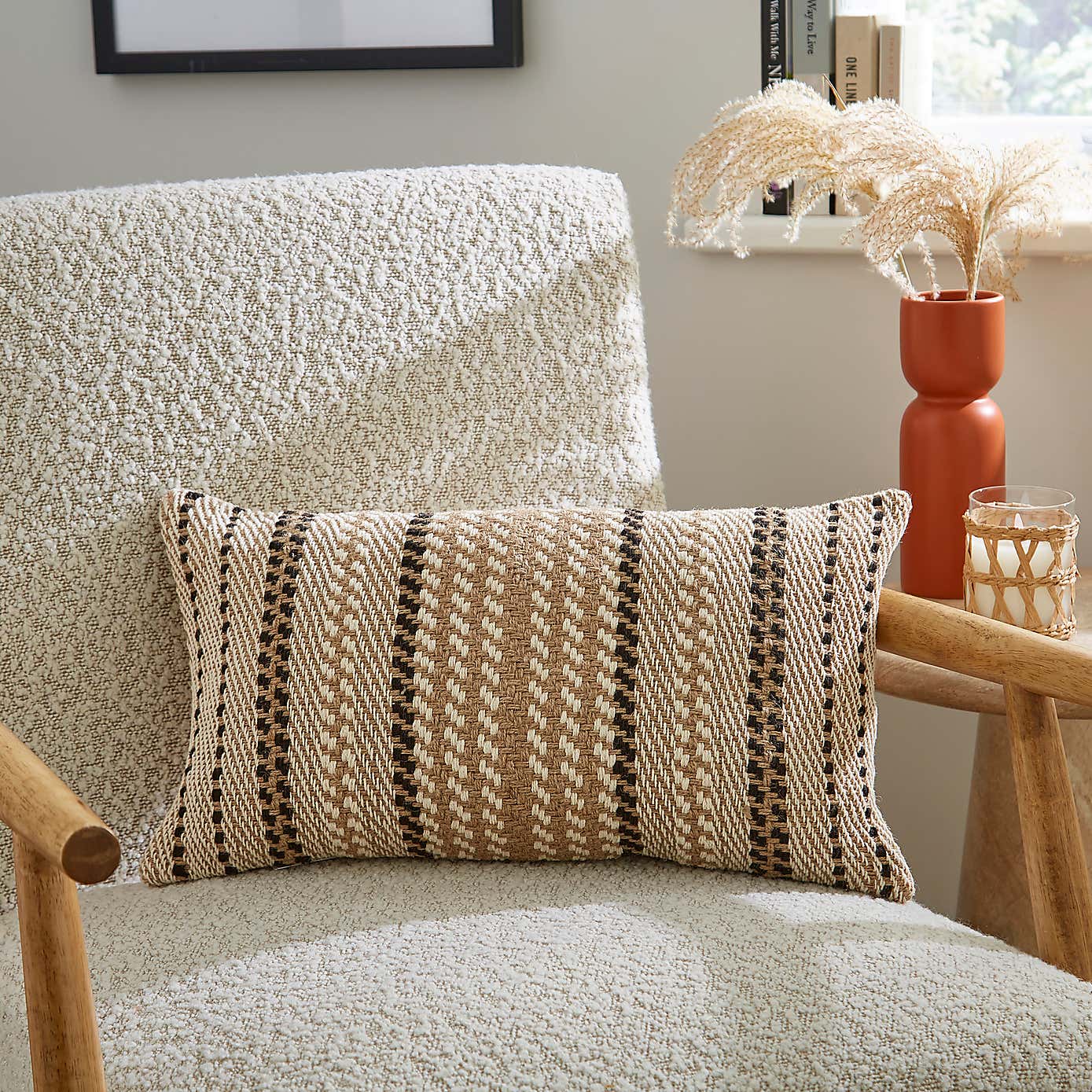 Jute Natural Stripe Rectangle Cushion