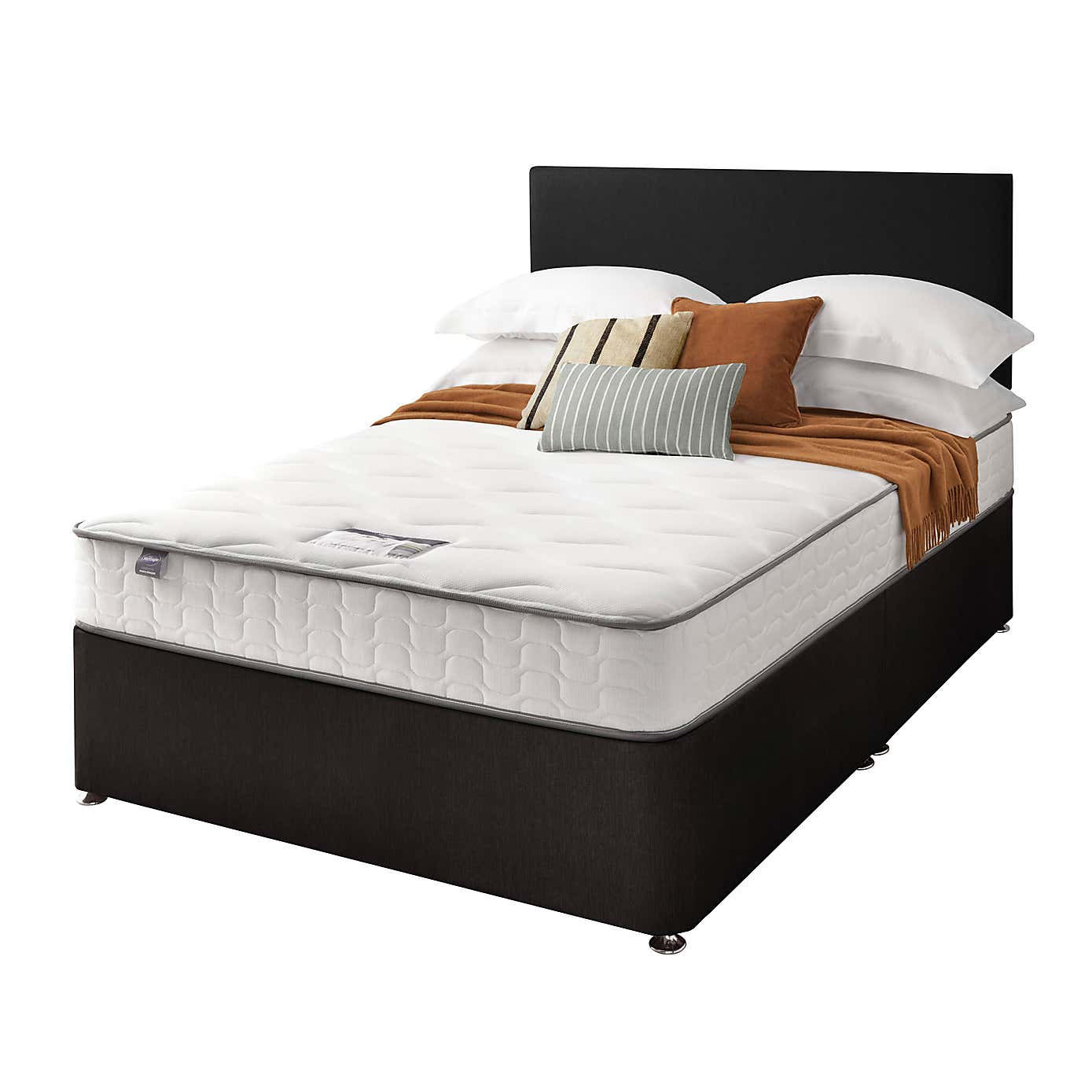 Silentnight 2 Drawer Divan Bed With Fabric Paris Headboard