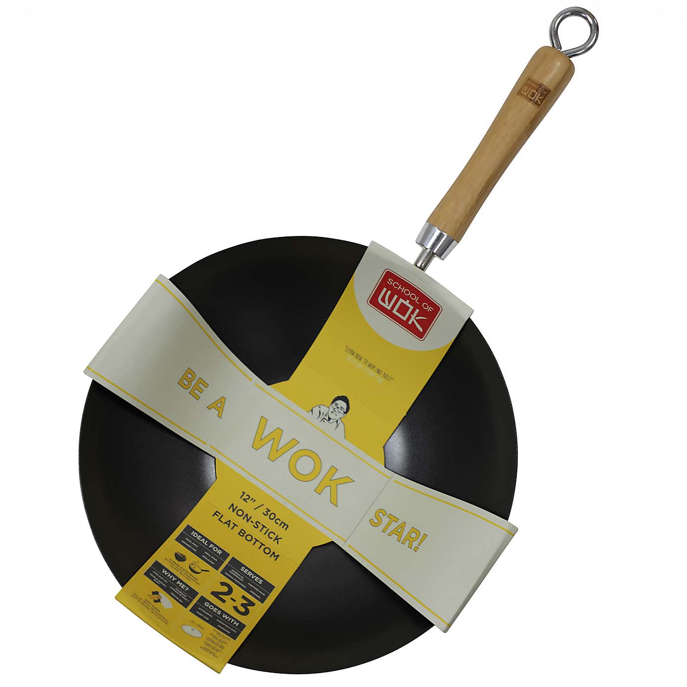 School of Wok 30cm Non Stick Carbon Steel Wok