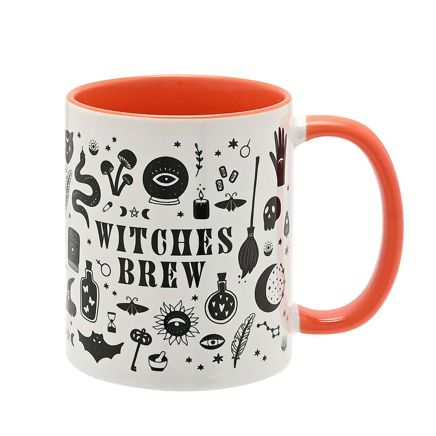 Orange Handled Witches Brew Ceramic Mug