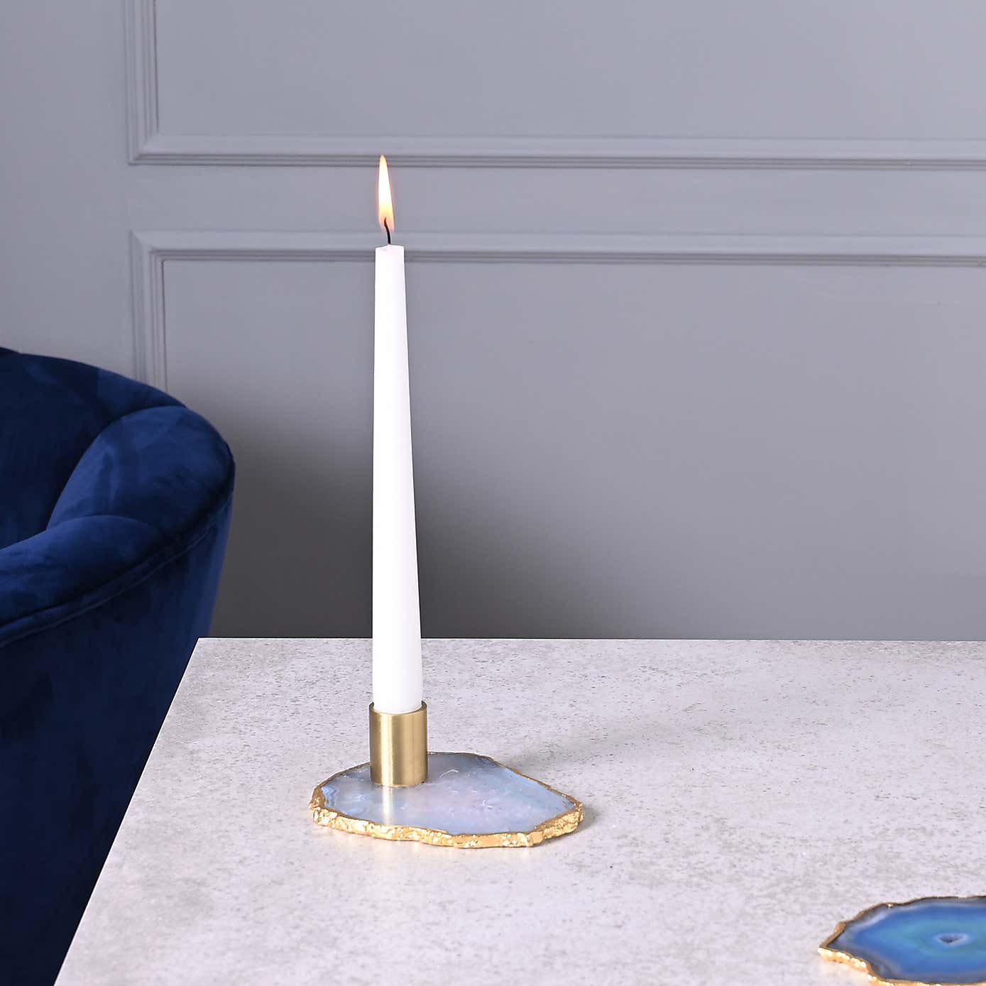 Hestia Celestial Blue Agate Candlestick Holder
