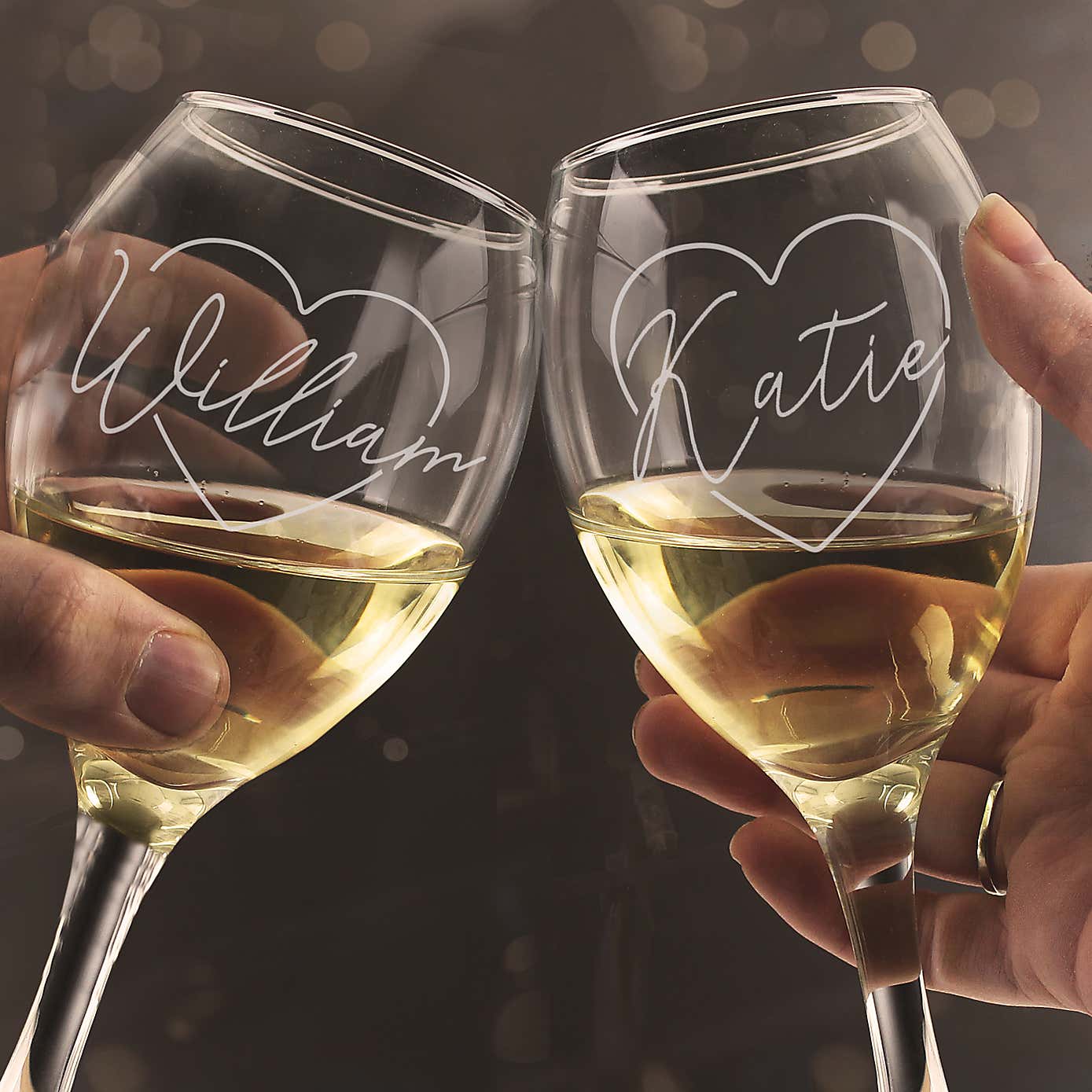 Personalised Heart Wine Glass Set