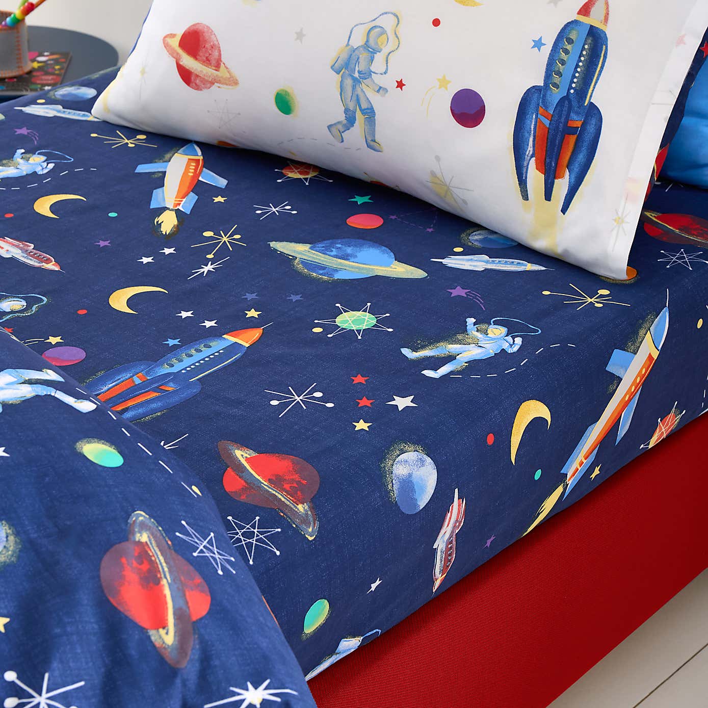 Set of 2 Space Cotton Fitted Sheets