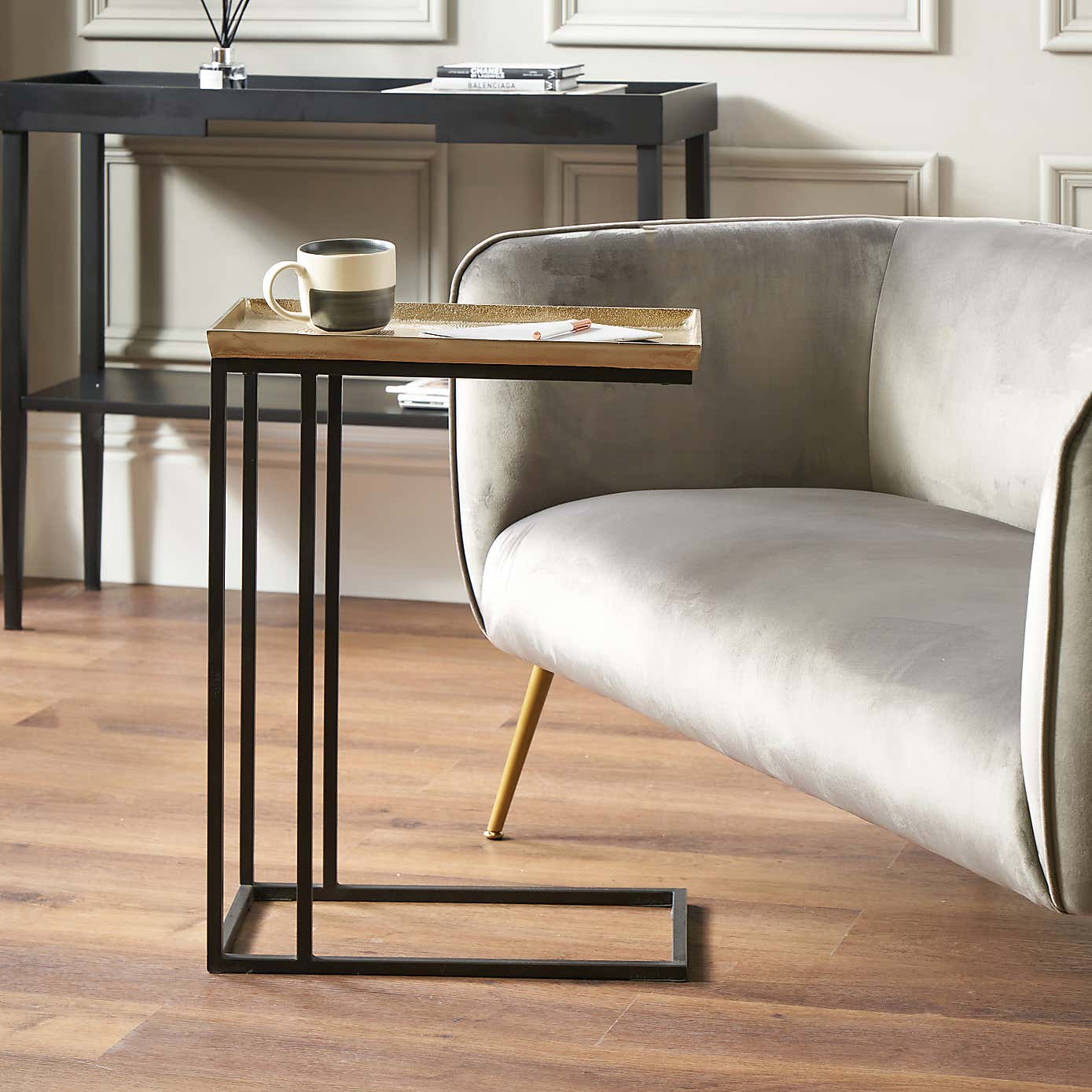 Franklin Supper Side Table, Gold Cast