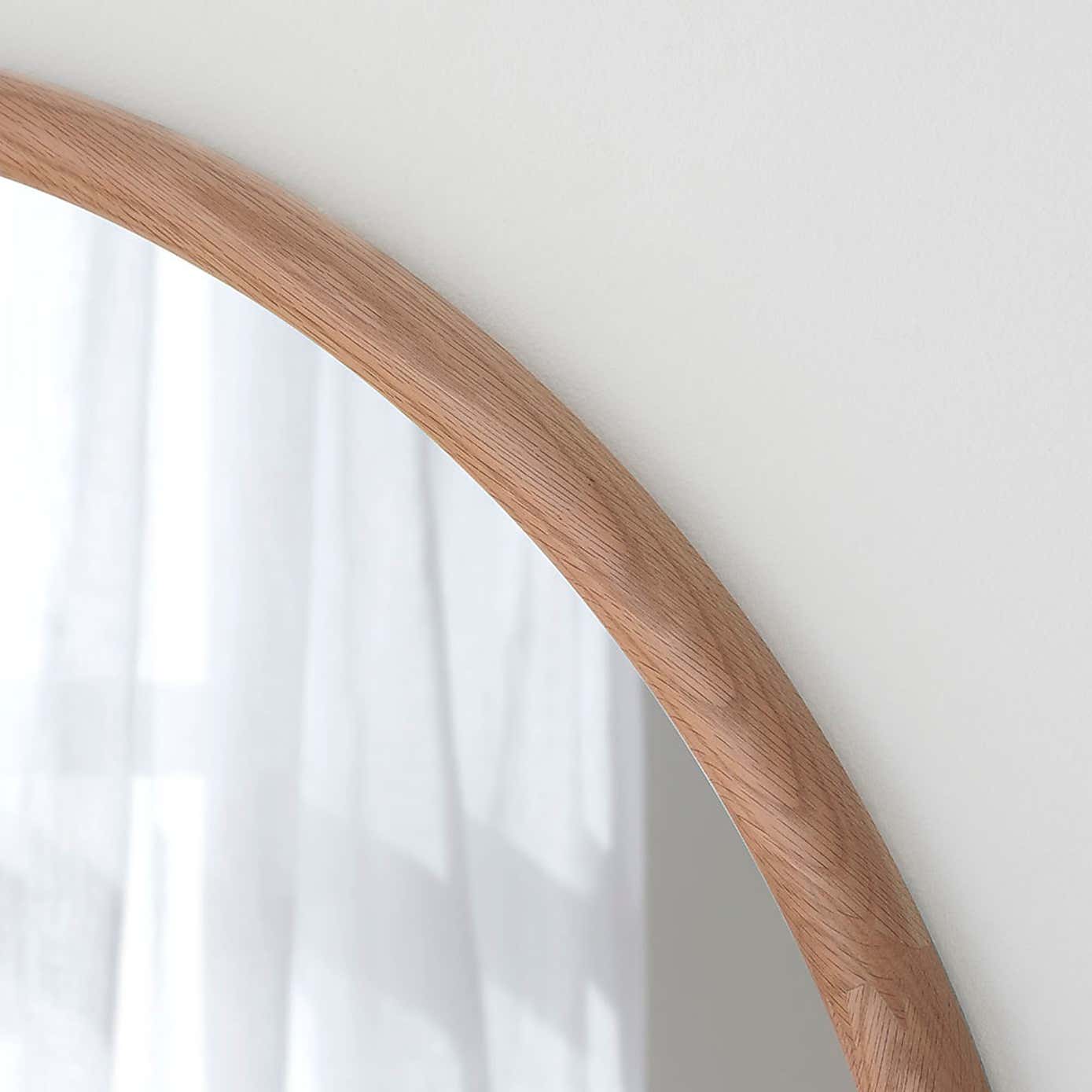 Yearn Round Solid Oak Wall Mirror