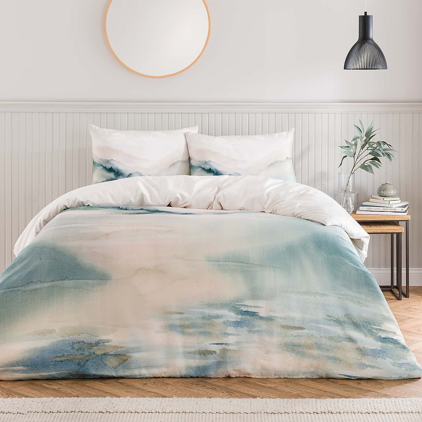 Paintery Landscape Cotton Duvet Cover & Pillowcase Set