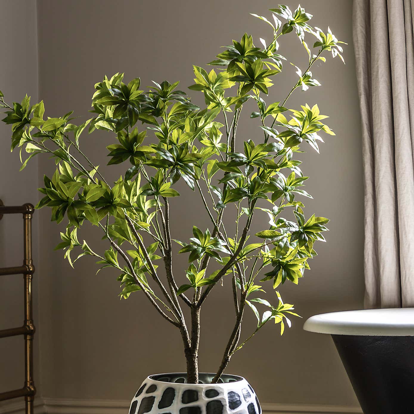 Artificial Pierisjaponica Tree in Black Plant Pot