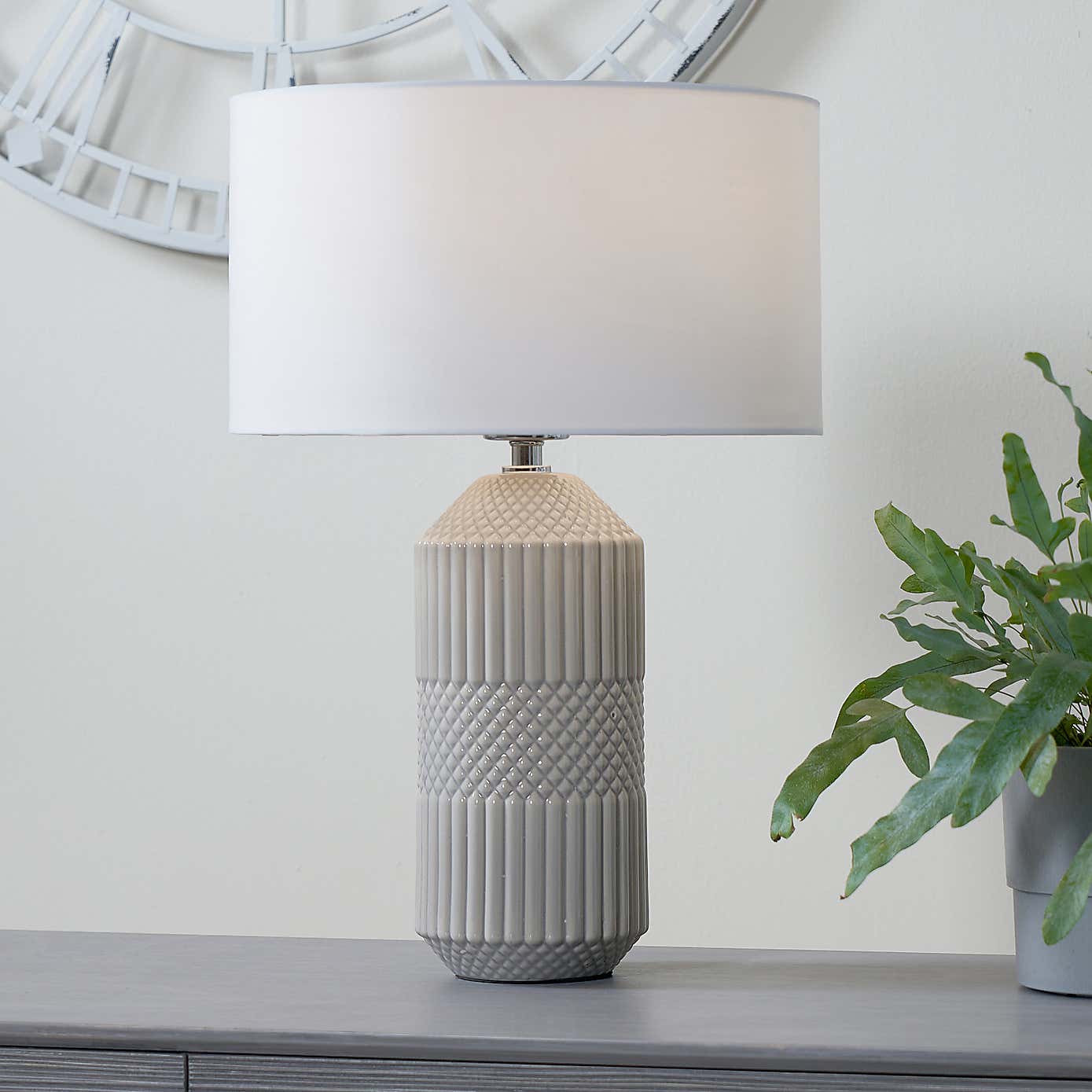 Meribel Tall Geo Textured Ceramic Table Lamp