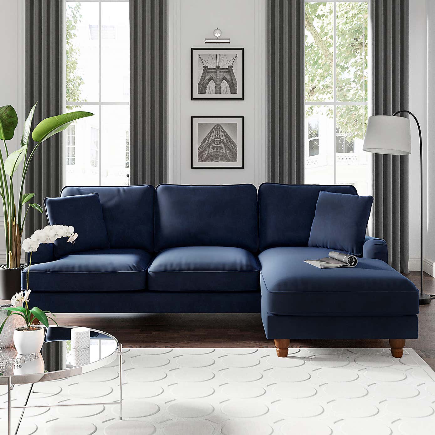 Beatrice Matte Velvet Right Hand Corner Chaise