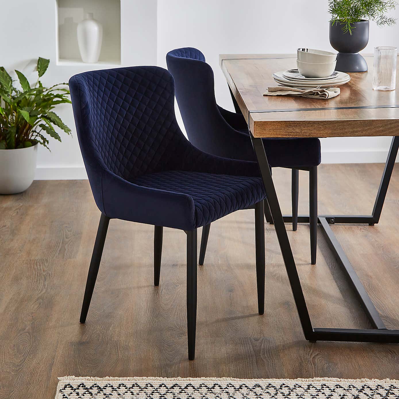Montreal Set of 2 Dining Chairs Charcoal Velvet