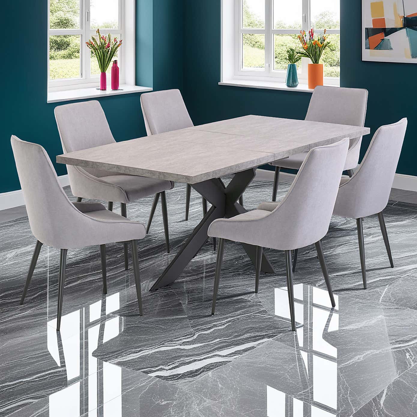 Rimini Extendable 6-8 Seater Dining Table Light Grey