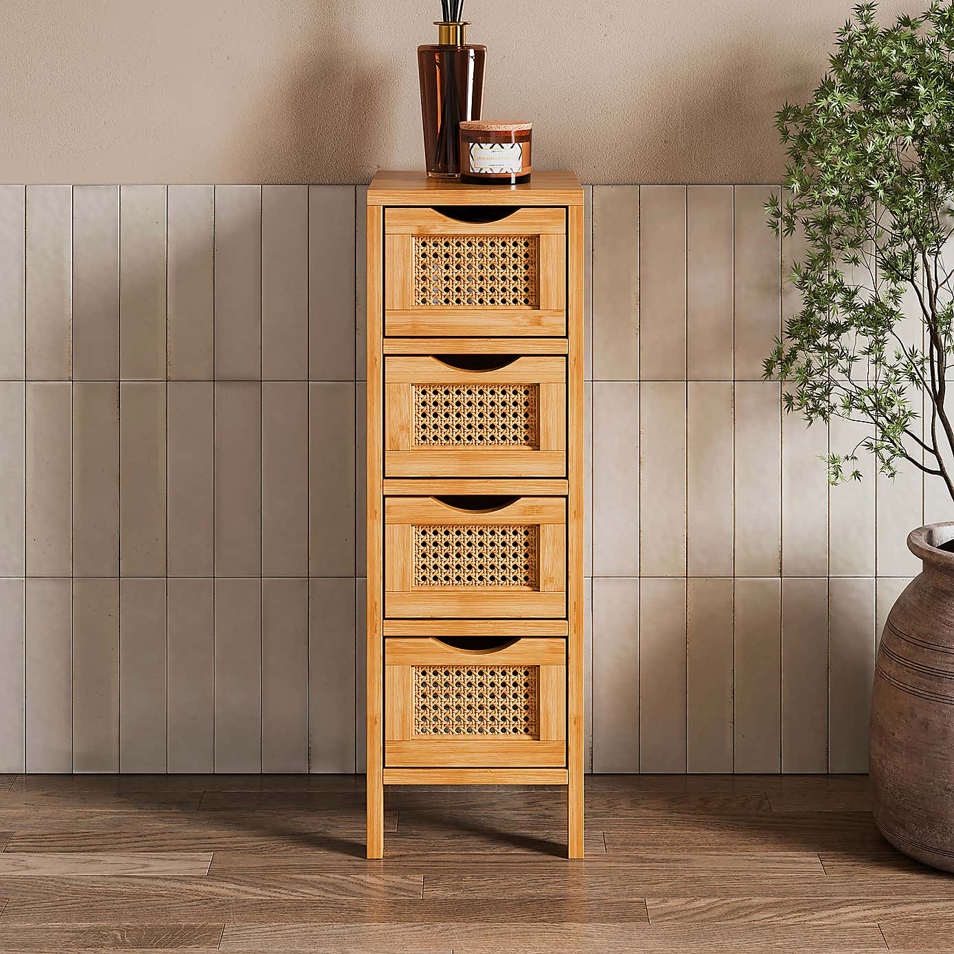 Avani 4 Drawer Storage Unit, Bamboo