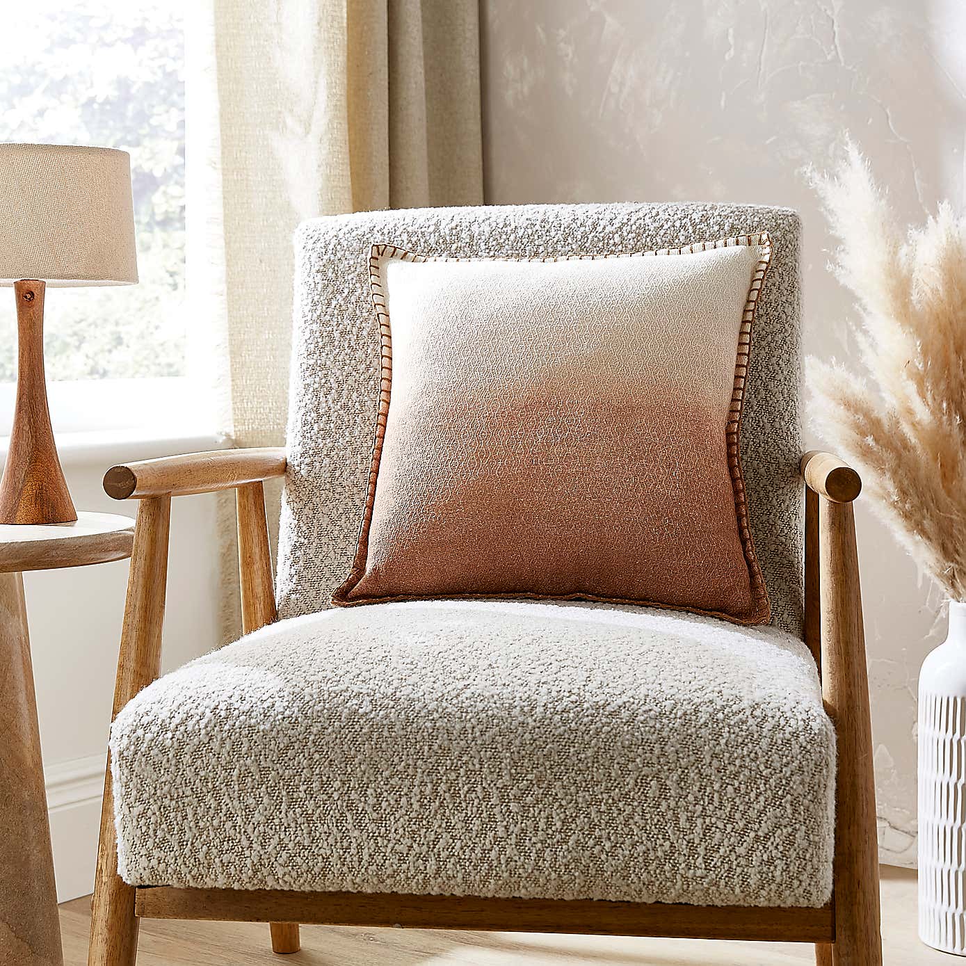 Tie Dye Blanket Stitch Camel Square Cushion