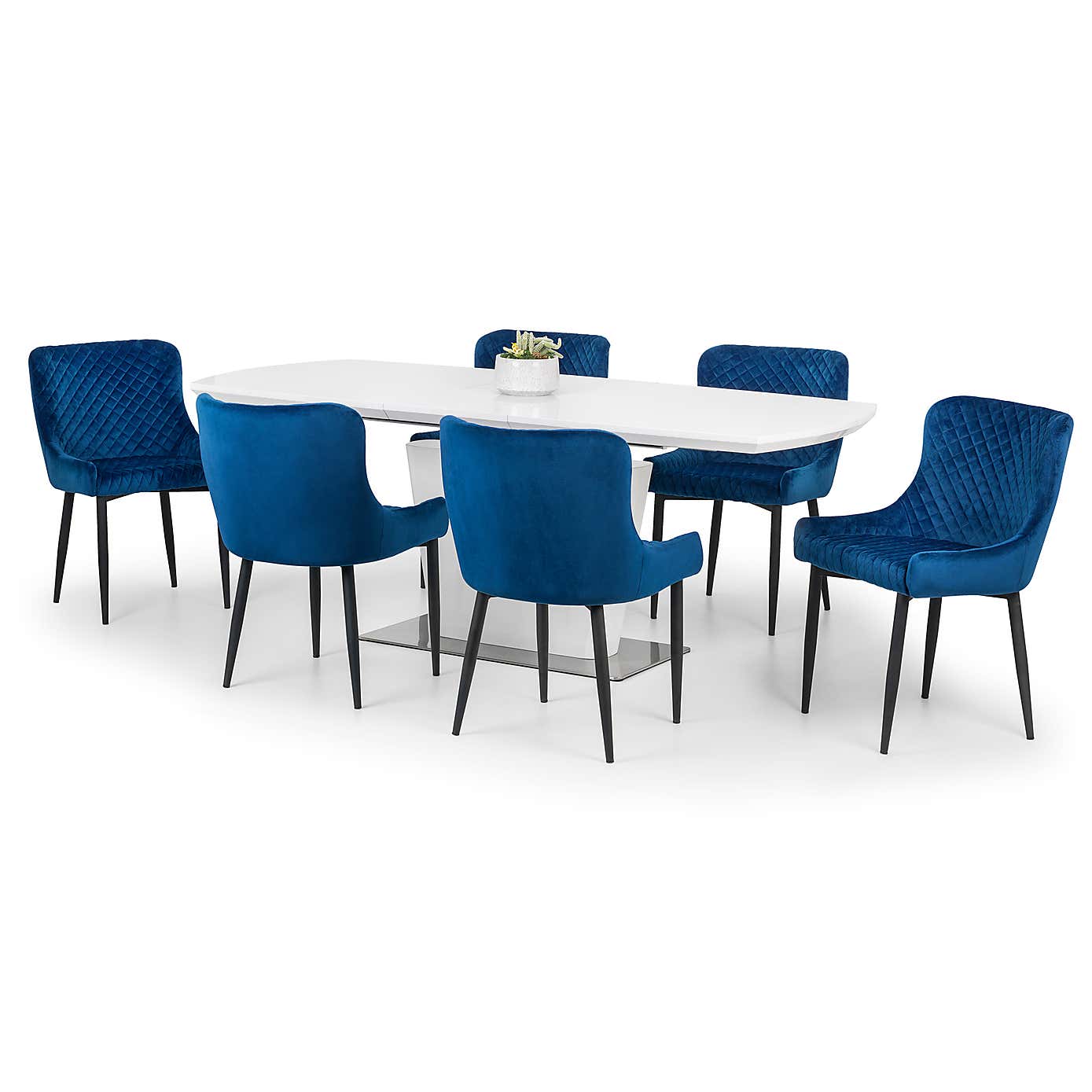 Como Dining Table with 6 Luxe Grey Chairs