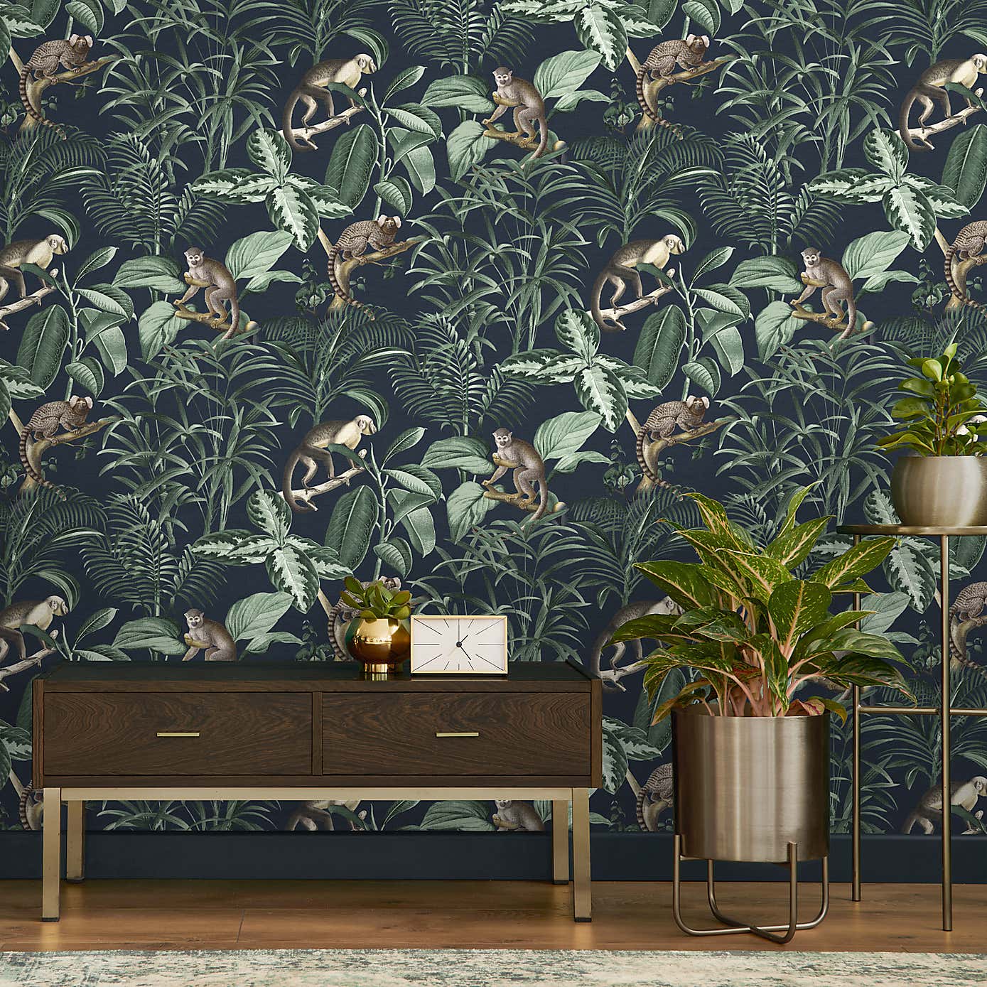 Jungle Luxe Navy Wallpaper