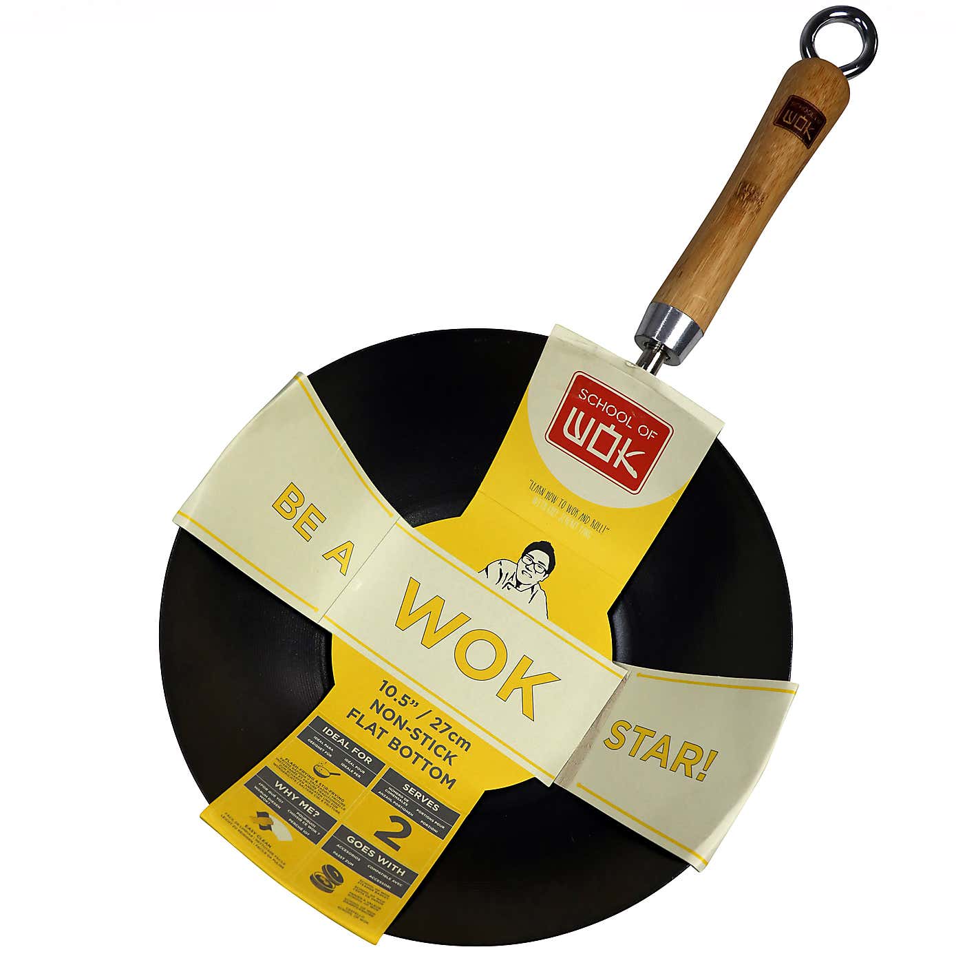 School of Wok 27cm Non Stick Carbon Steel Wok