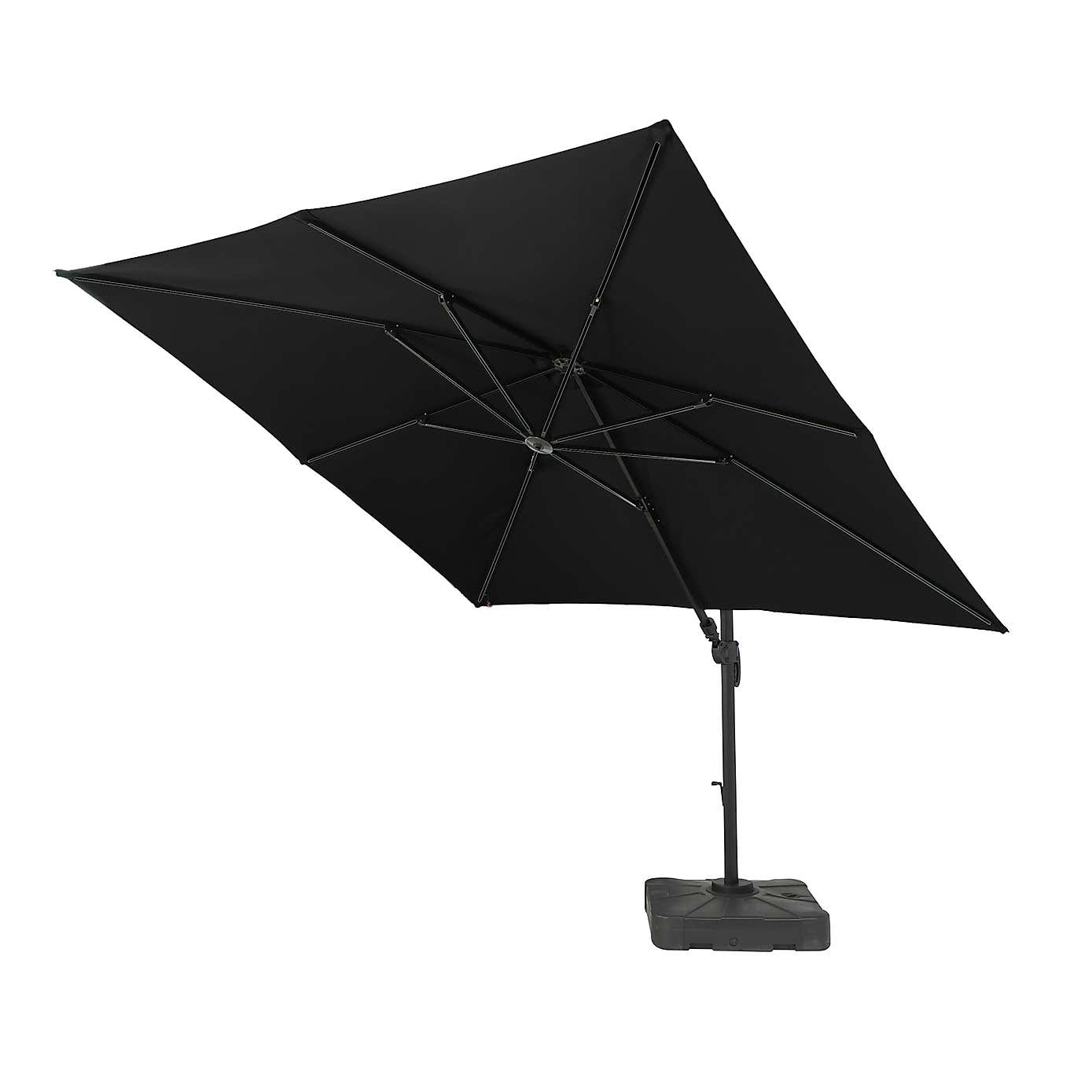 3m Deluxe Cantilever Grey Parasol with 100kg base