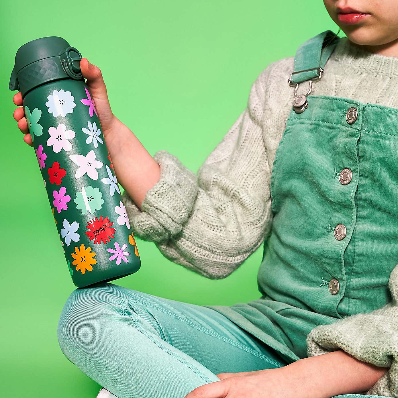 Ion8 Floral Leak Proof Kids Stainless Steel Water Bottle, 400ml