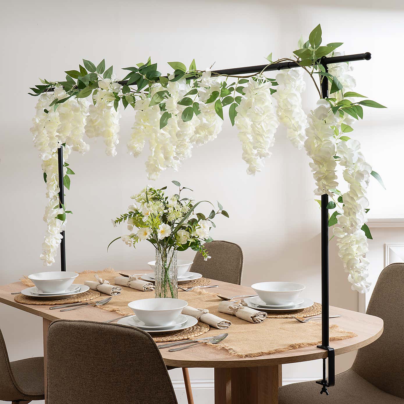 Artificial Premium White Wisteria Garland