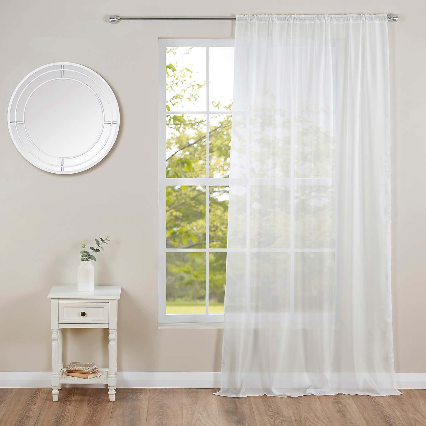 Faux Silk Slot Top Voile Panel