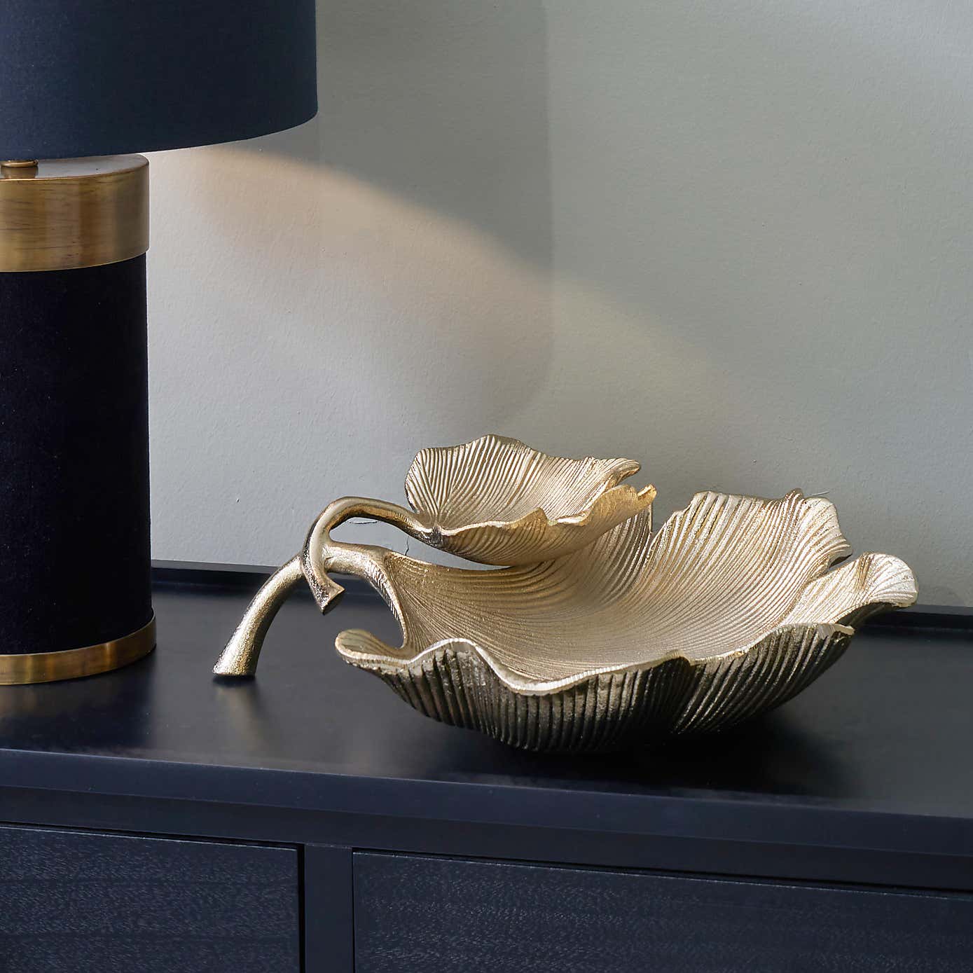 Dual Gingko Leaf Metal Bowl