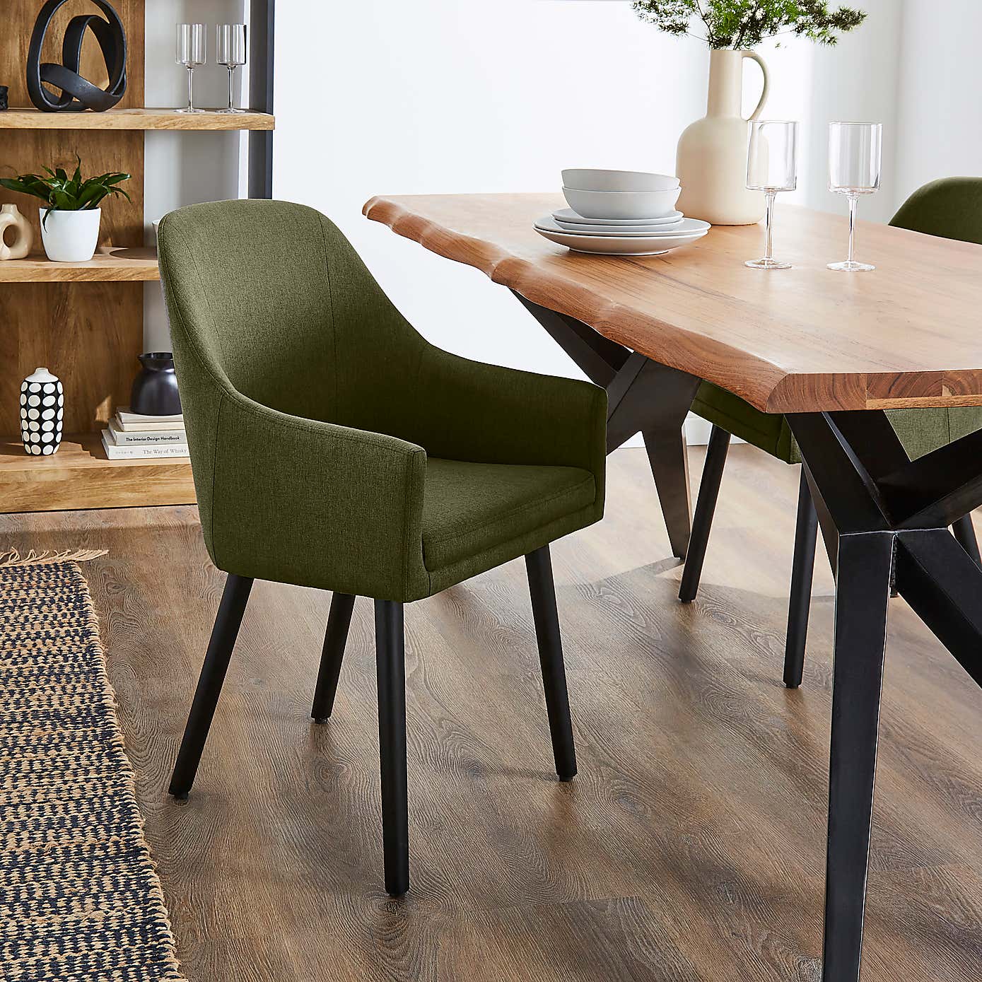 Eddie Luna Fabric Carver Dining Chair