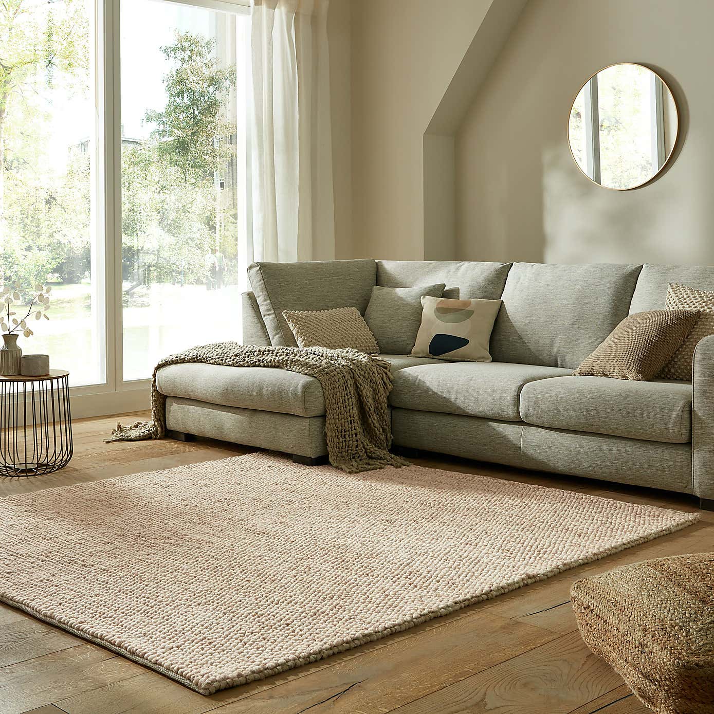 Pebble Grey Square Rug