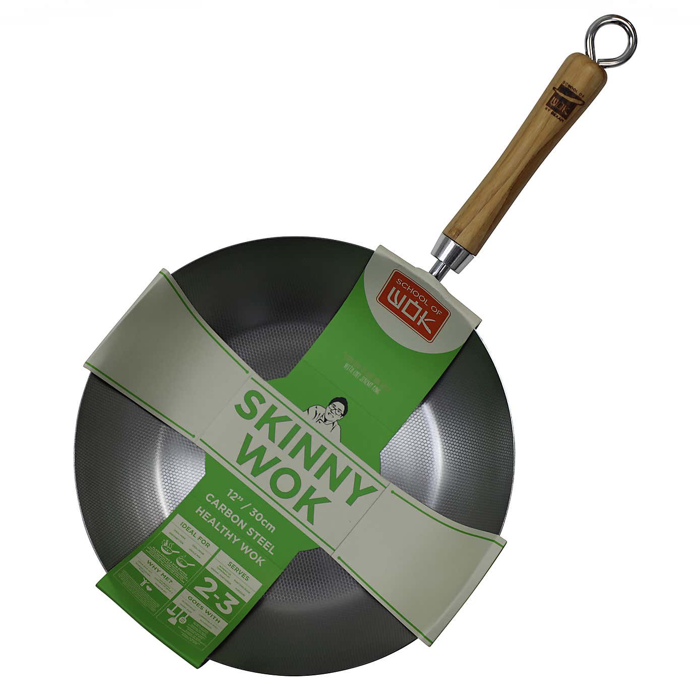 School of Wok 30cm Skinny Uncoated Carbon Steel Wok