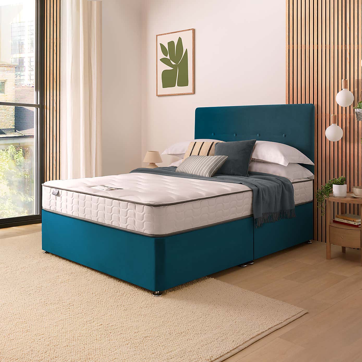 Silentnight 2 Drawer Divan Bed With Velvet Francisco Headboard