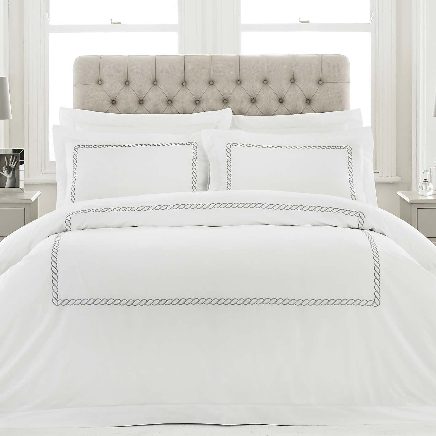 Paoletti Cleopatra Silver 100% Cotton Duvet Cover & Pillowcase Set