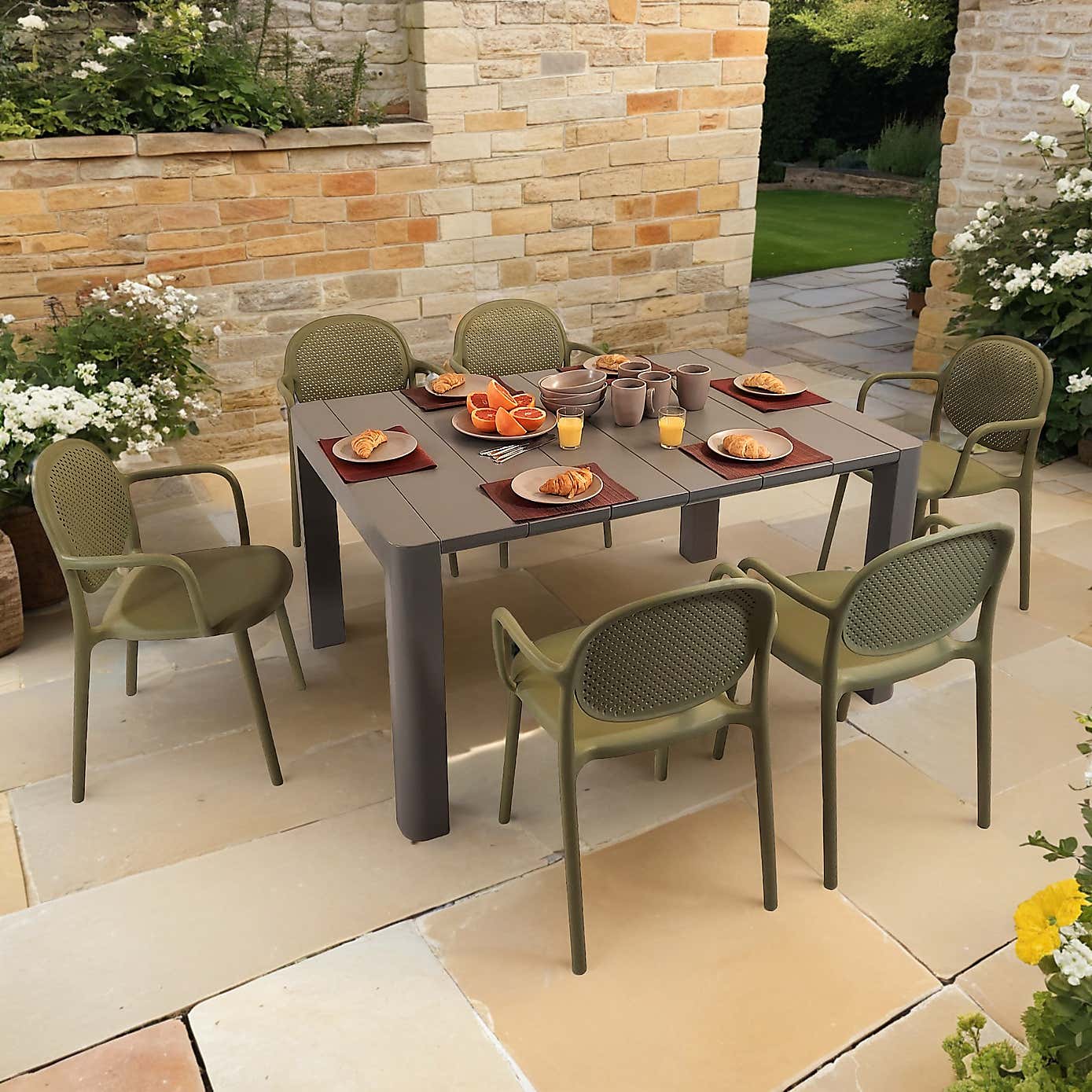 Modura Henrik Rectangular Dining Table with 6 Stina Armchairs