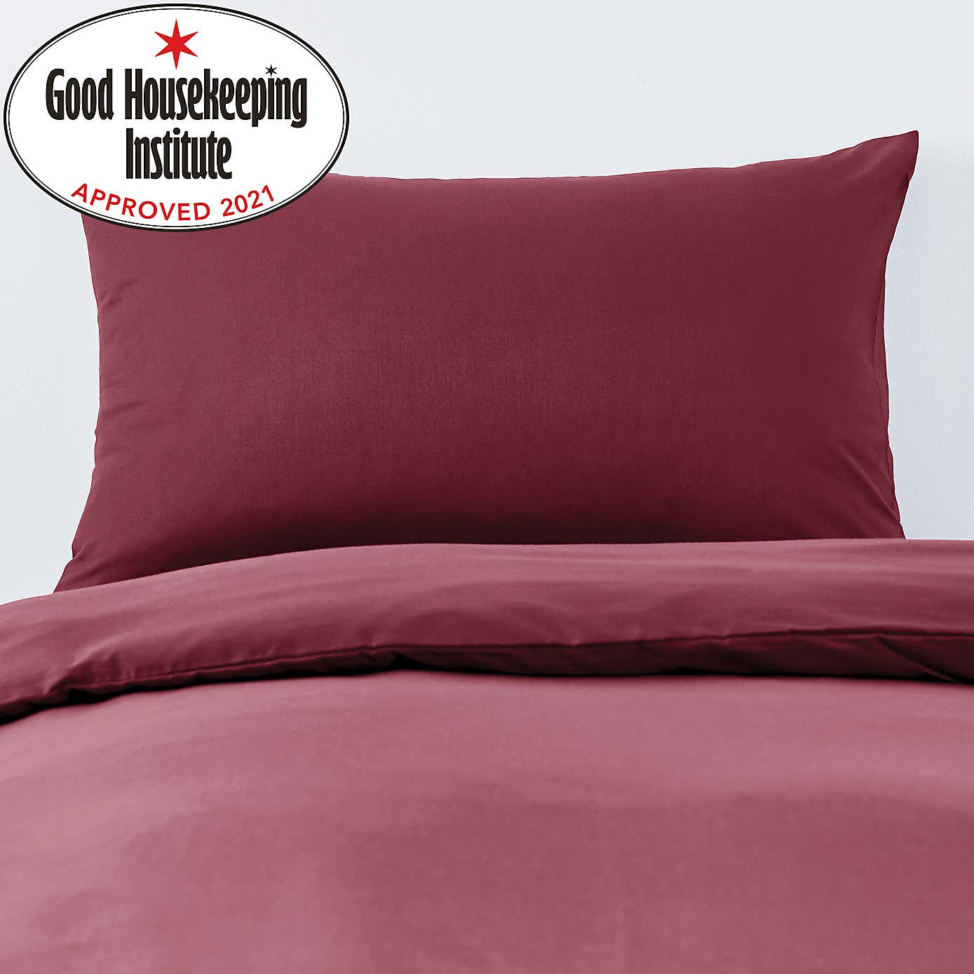 Non Iron Plain Dye Claret Housewife Pillowcase Pair