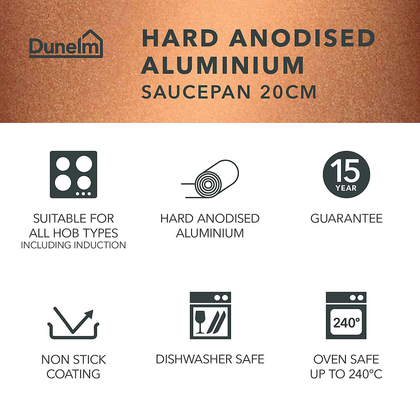 Non-Stick Hard Anodised Aluminium Saucepan, 20m