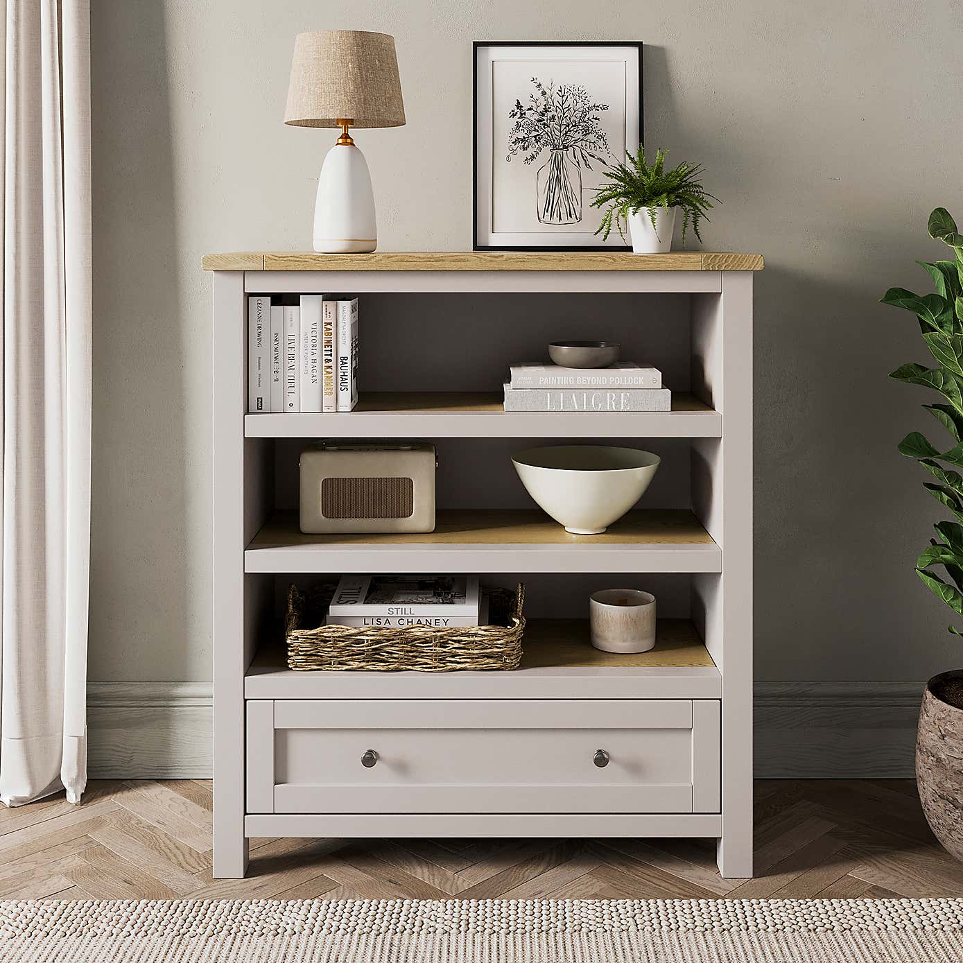 Olney Low Bookcase, Stone