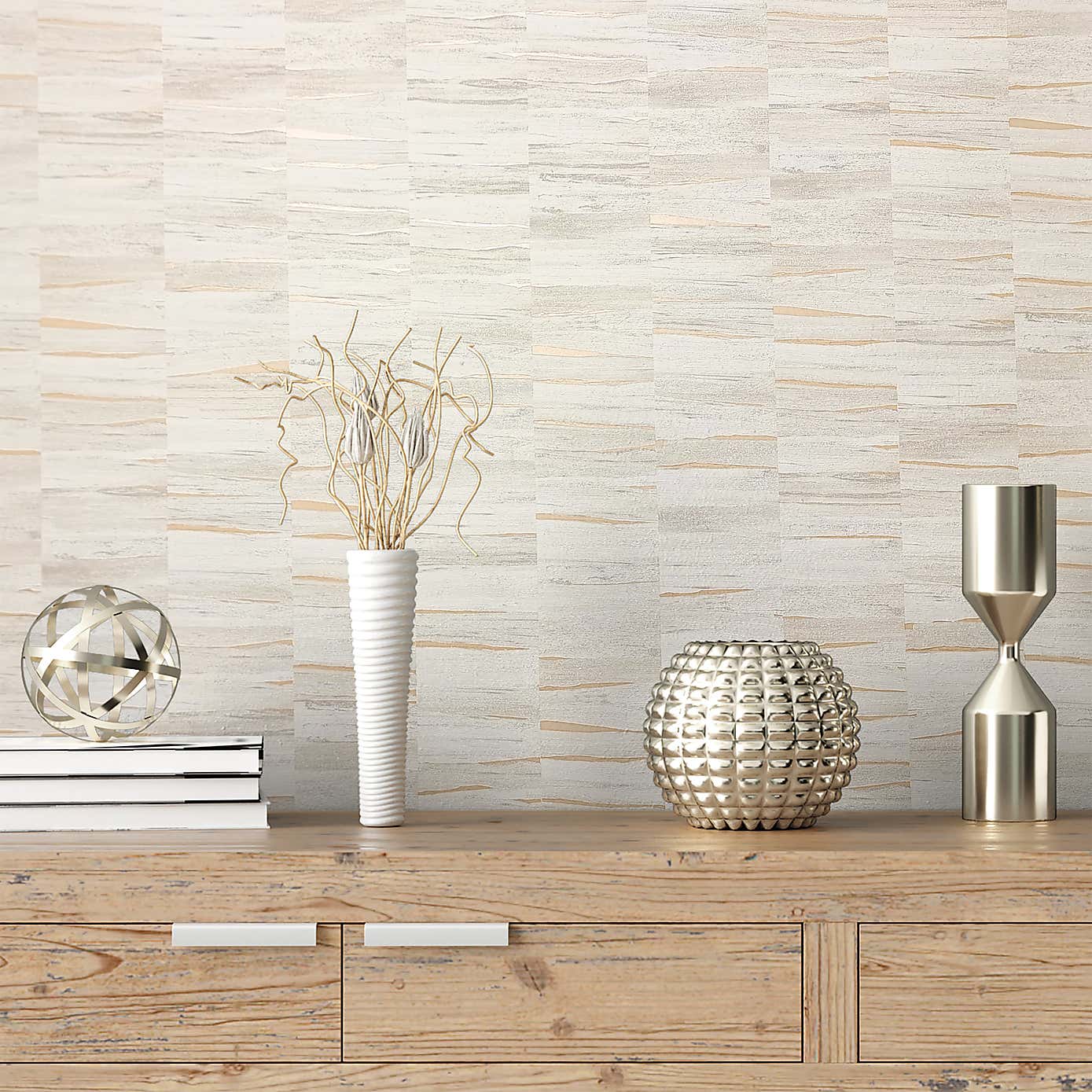 Offset Texture Hybrid Tactile Metallic Wallpaper